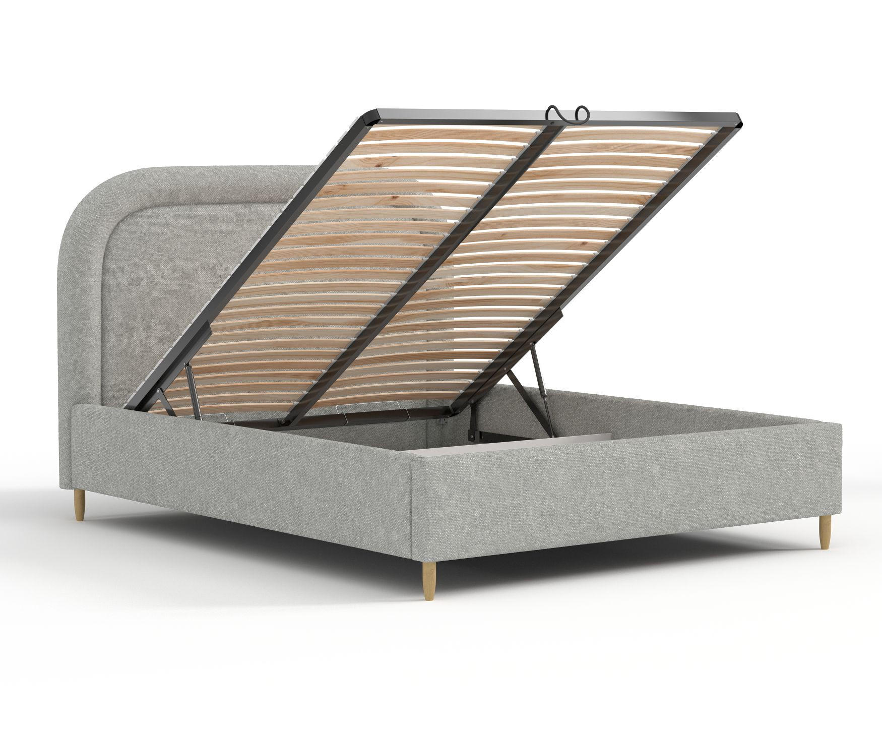 POLSTERBETT Mija Hellgrau 140/200 cm im Chenille-Stoff - Hellgrau/Naturfarben, Holz/Holzwerkstoff (140/200cm) - Maison de Reve