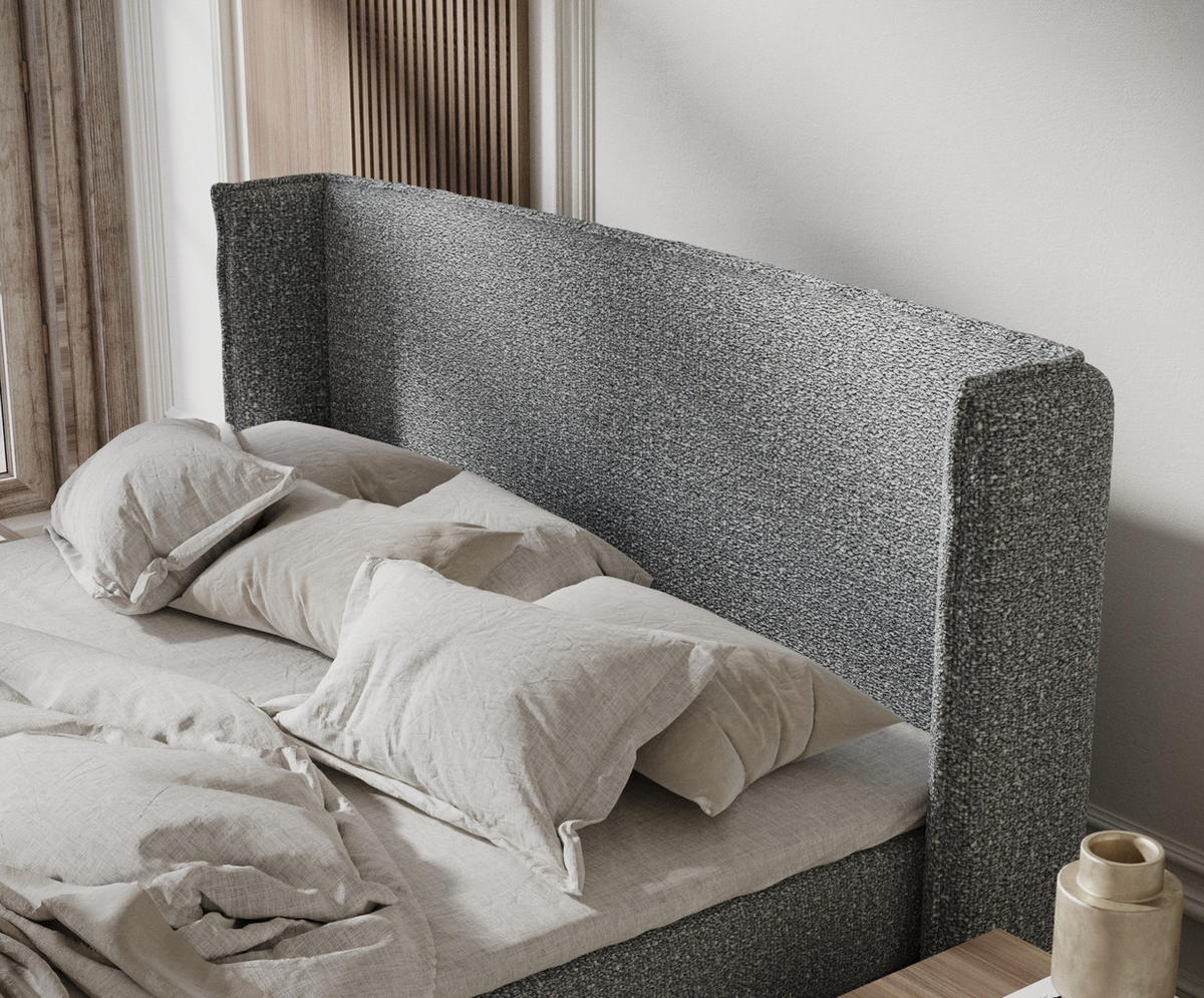 KONTINENTALBETT Ardis Beige Grau 160/200 cm mit Matratze und Topper - Naturfarben/Grau, Holz/Holzwerkstoff (160/200cm) - Maison de Reve