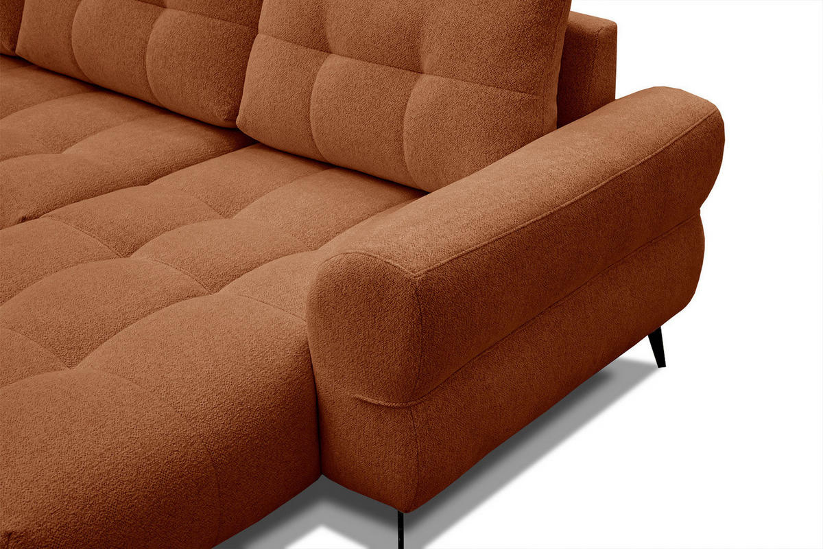 ECKSOFA SALVINI 4-Sitzer, dunkelorange - Dunkelorange/Schwarz, Holzwerkstoff/Textil (292/158cm) - Courtois Laville
