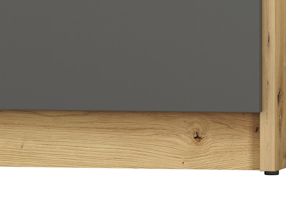 KOMMODE Fini Artisan Eiche / weiß / anthrazit 120 / 42 / 93cm - Anthrazit/Braun, Holz/Holzwerkstoff (120/93/42cm) - Feldmann-Wohnen