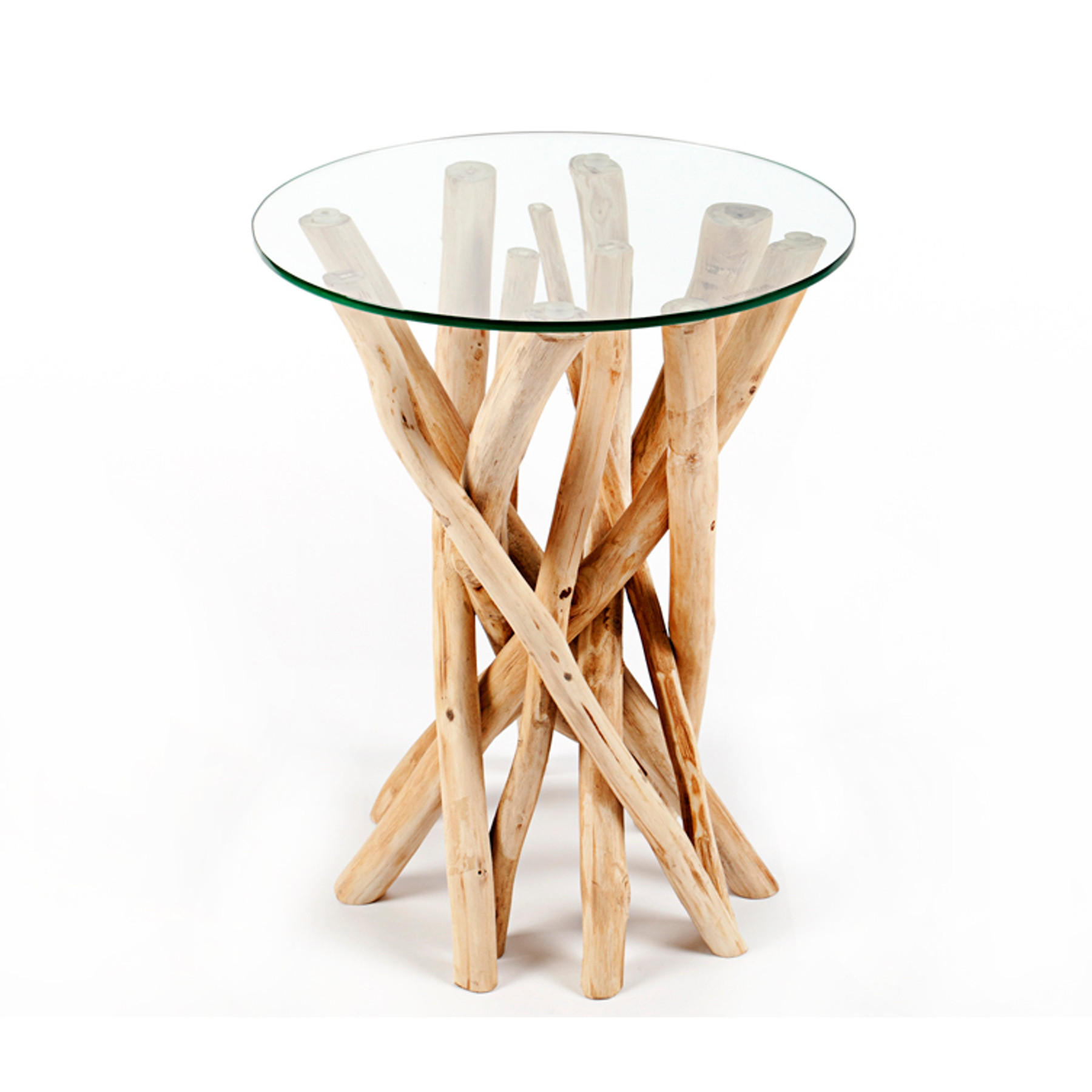 BEISTELLTISCH DRIFTWOOD Treibholz Natur 50 cm - Transparent/Braun, Glas/Holz (40/40/50cm) - riess-ambiente