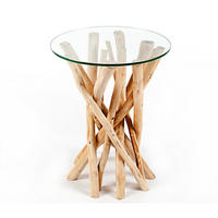 BEISTELLTISCH DRIFTWOOD Treibholz Natur 50 cm - Transparent/Braun, Glas/Holz (40/40/50cm) - riess-ambiente