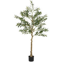 KÜNSTLICHER Olivenbaum, dekorative Grünpflanze, 150 cm, 720 Blätter, 40 Oliven, stabiler Topf, Kunststoffbaum für den Innenbereich - Grün, Kunststoff (150cm) - FORIOUS