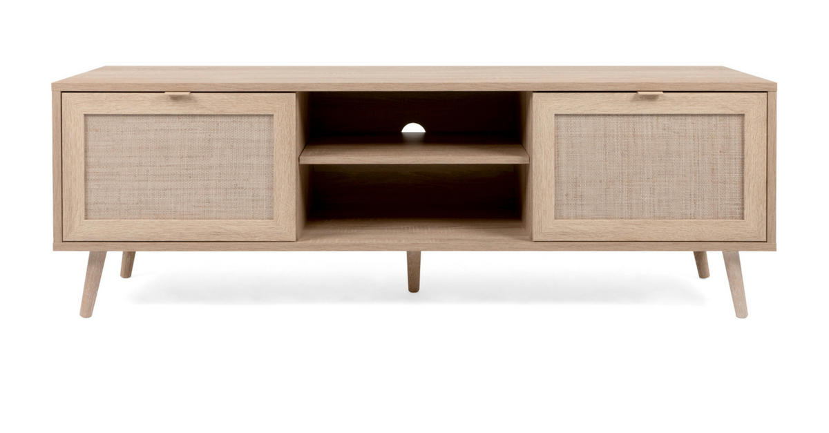 TV-LOWBOARD Eiche Sonoma, Bast-Dekor 150 cm, TV-Unterteil skandinavisch - Eichefarben, Holz/Holzwerkstoff (150/52/40cm) - Furn.Design