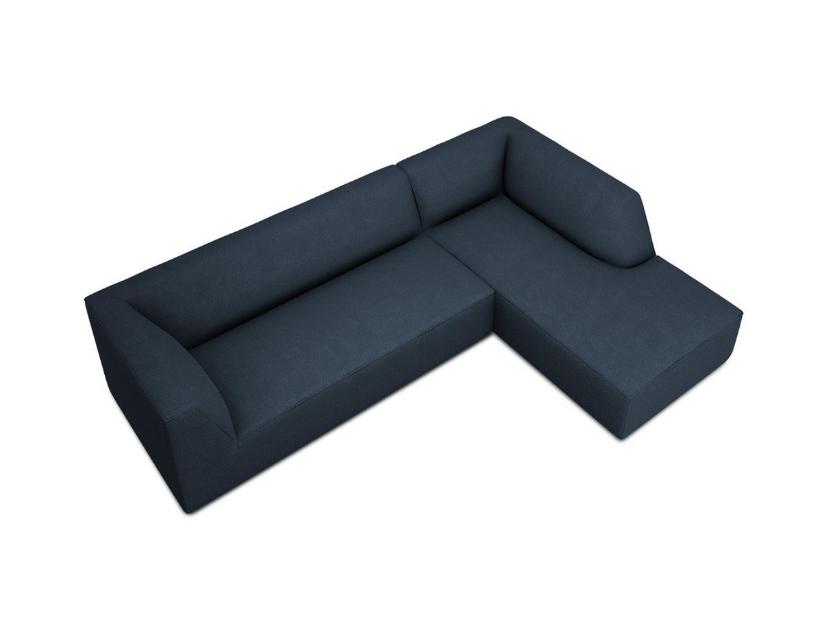 ECKSOFA rechts Ruby aus strukturiertem Stoff marineblau 4 Sitzplätze - Blau, Textil (180/273cm) - Micadoni