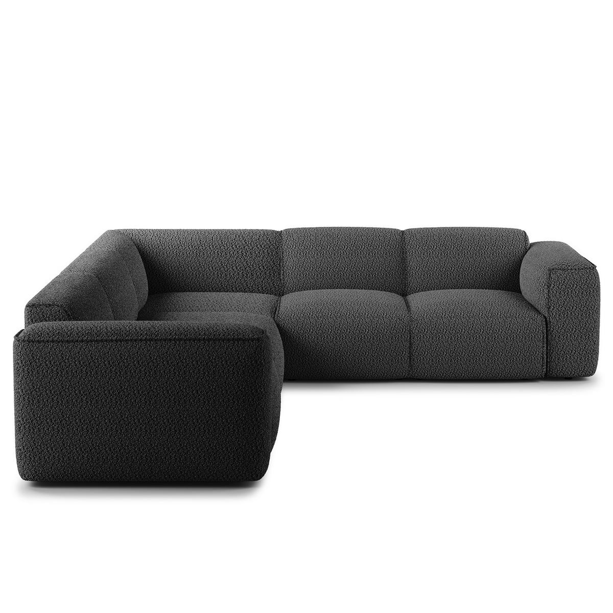 ECKSOFA mit Rundecke - Anthrazit/Schwarz, Kunststoff/Textil (325/260cm) - home24