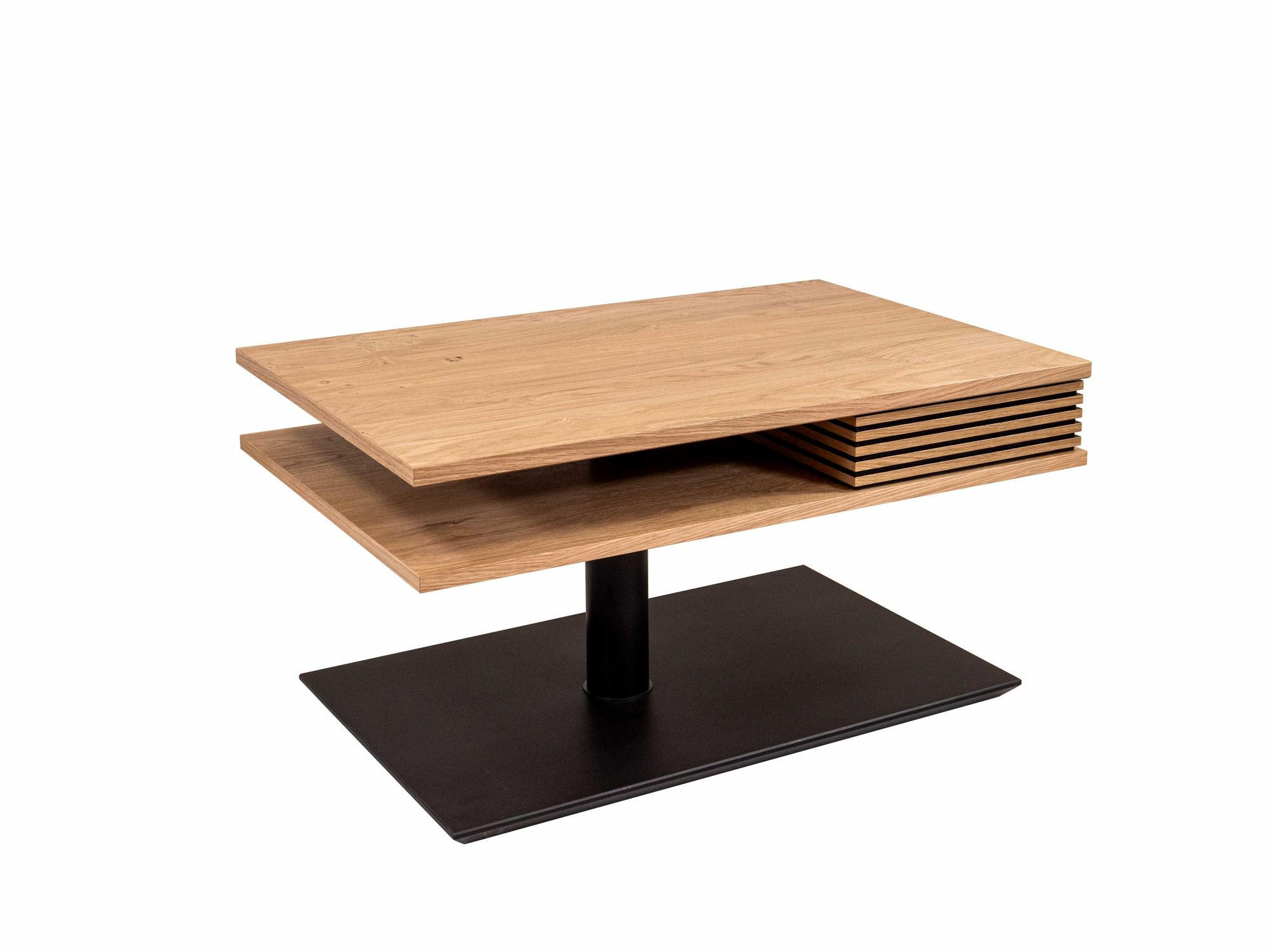 COUCHTISCH höhenverstellbar Clem 90x49x60 Furnier Schwarz/Wildeiche - Wildeiche/Schwarz, Holz (90/60/60cm) - 58aufmkessel