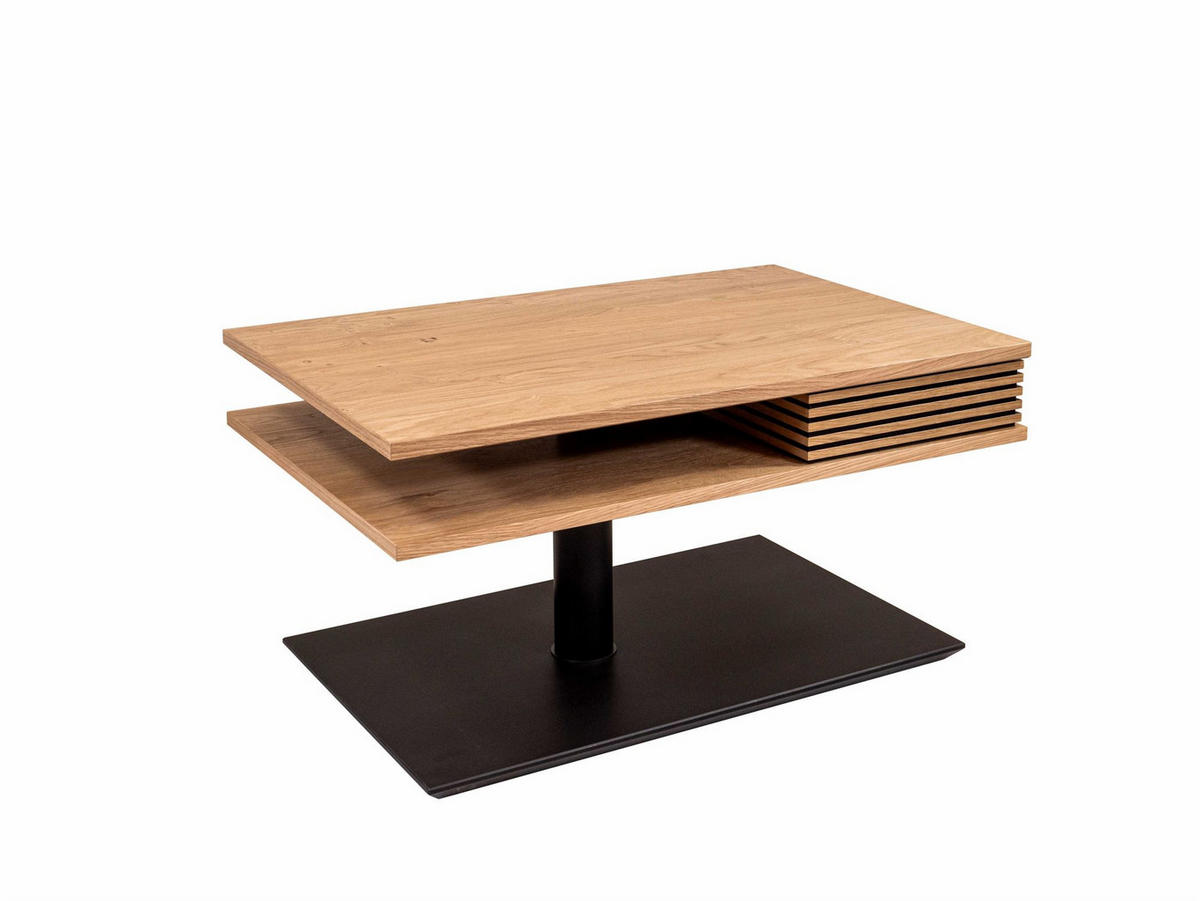 COUCHTISCH höhenverstellbar Clem 90x49x60 Furnier Schwarz/Wildeiche - Wildeiche/Schwarz, Holz (90/60/60cm) - 58aufmkessel