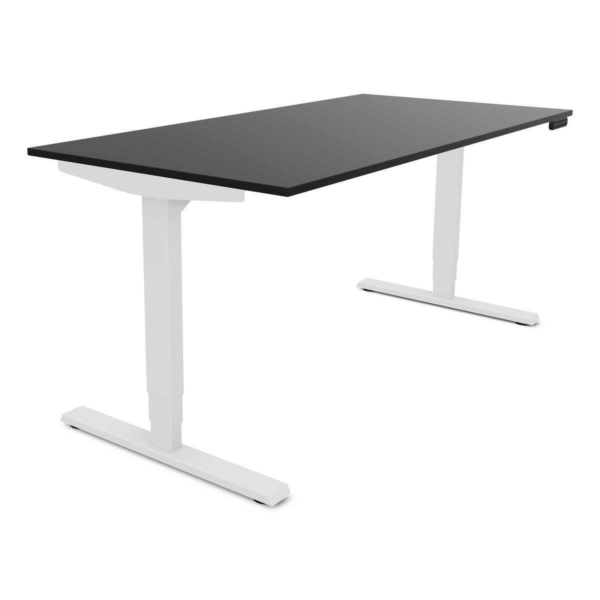 SCHREIBTISCH Elektrisch höhenverstellbarer Schreibtisch Y-Line Schwarz Signalweiß 160/70/62-127cm - Schwarz/Weiß, Holzwerkstoff/Metall (70/160/127cm) - ASSMANN