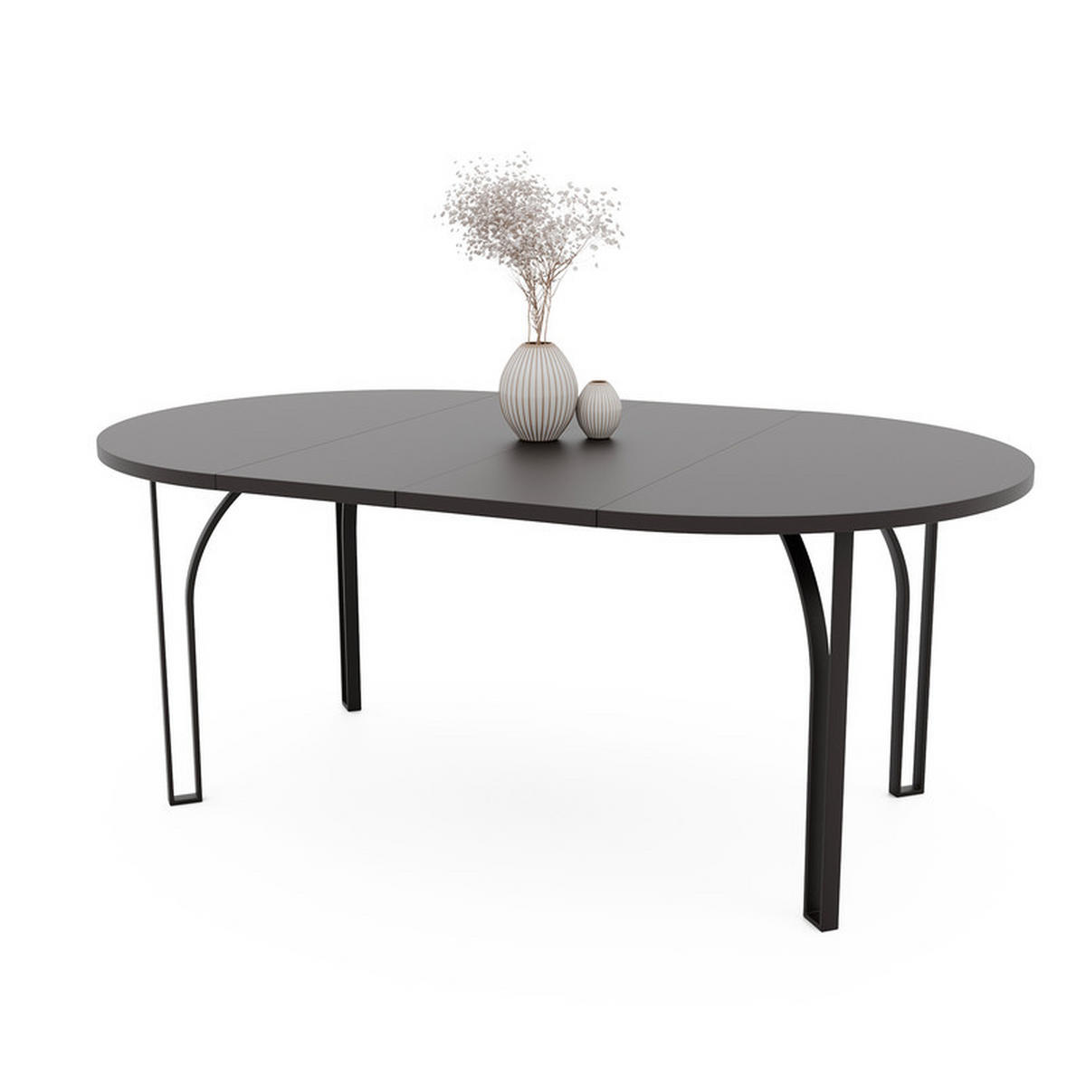 AUSZIEHTISCH ASTRO 100/76 cm, Schwarz - Schwarz, Holzwerkstoff/Metall (100/100/76cm) - Idohome