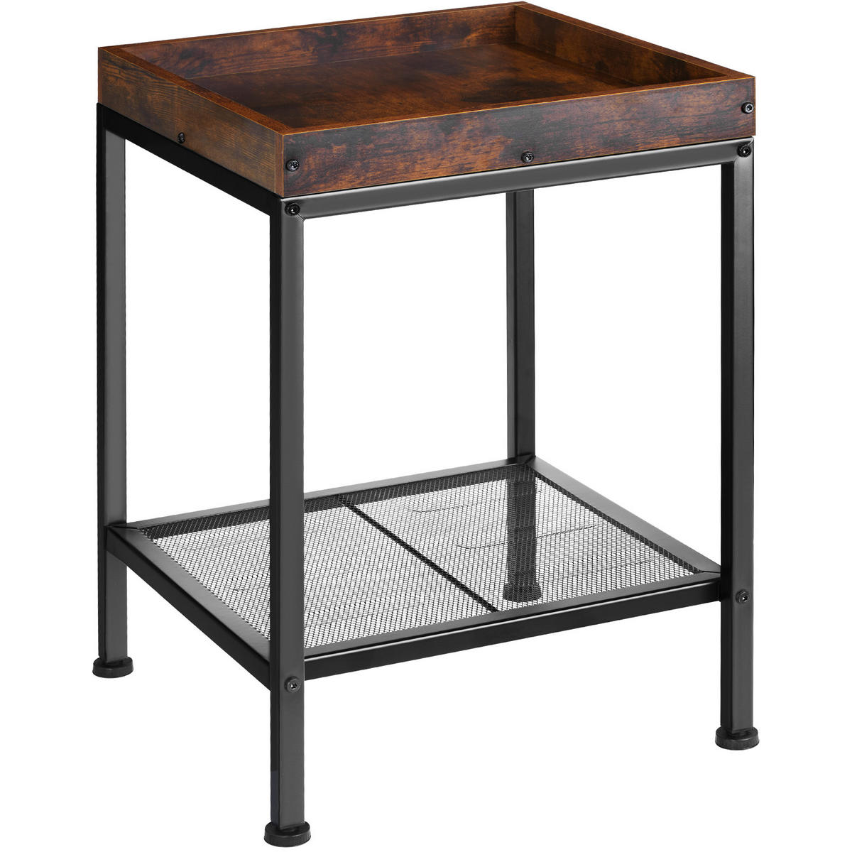 BEISTELLTISCH Rochester,41,5 x 41 x 56 cm,Industrial Holz dunkel, rustikal - Rostfarben, Holz (41.5/41/56cm) - tectake