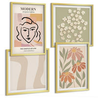 BILDER SET 4er Set - 50x50 cm & 40x60 cm Goldrahmen - Moderne abstrakte Frau - Goldfarben, Kunststoff (50/50cm) - TULUP