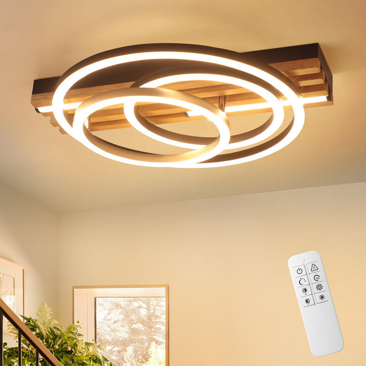 LED stropní svítidlo 32/30/8,8 cm - černá, kov (38/32/8.8cm) - Nettlife