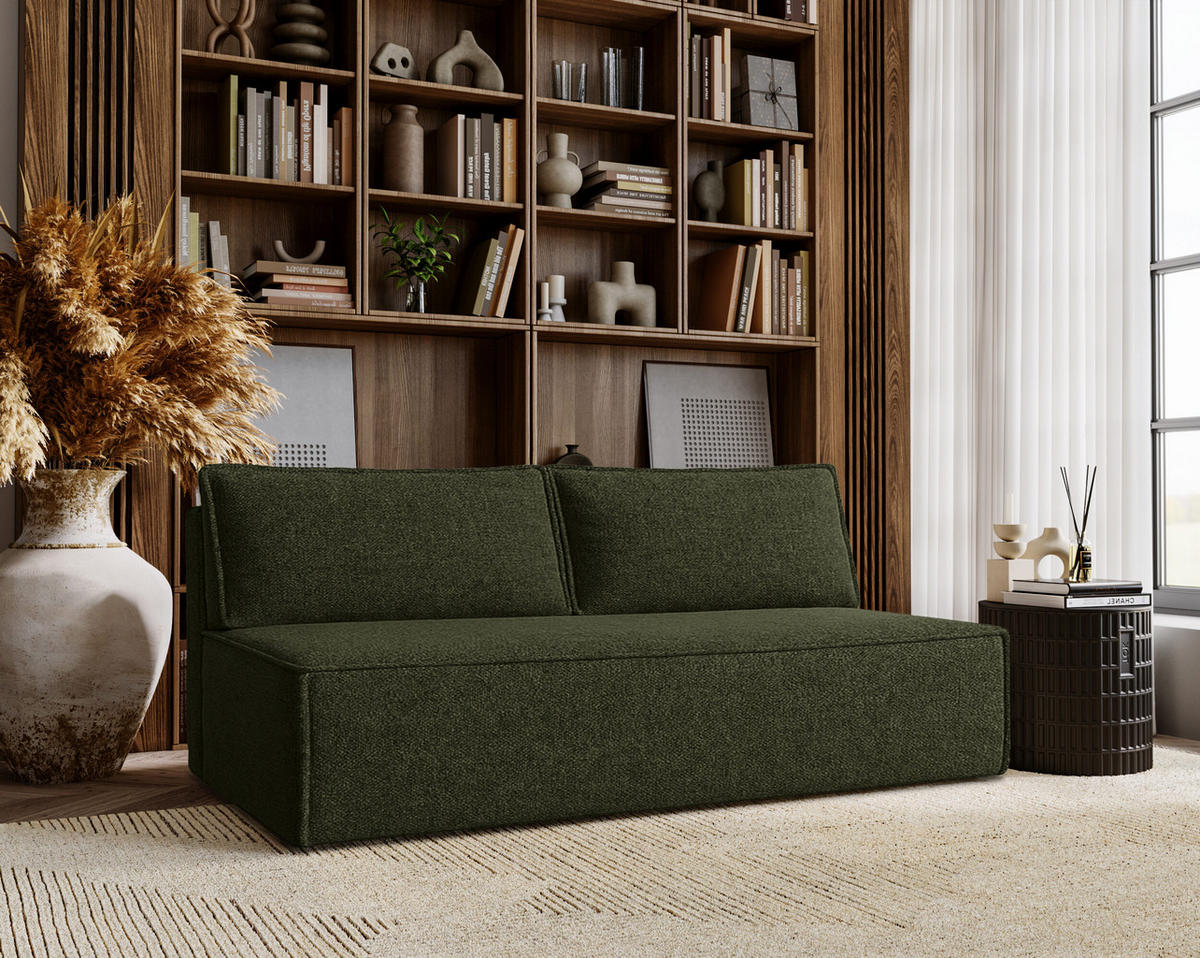 SCHLAFSOFA Mit Bettkasten DUO Stoff Verita Dunkelgrün - Dunkelgrün, Holz/Kunststoff (198/89/90cm) - Kaiser Möbel