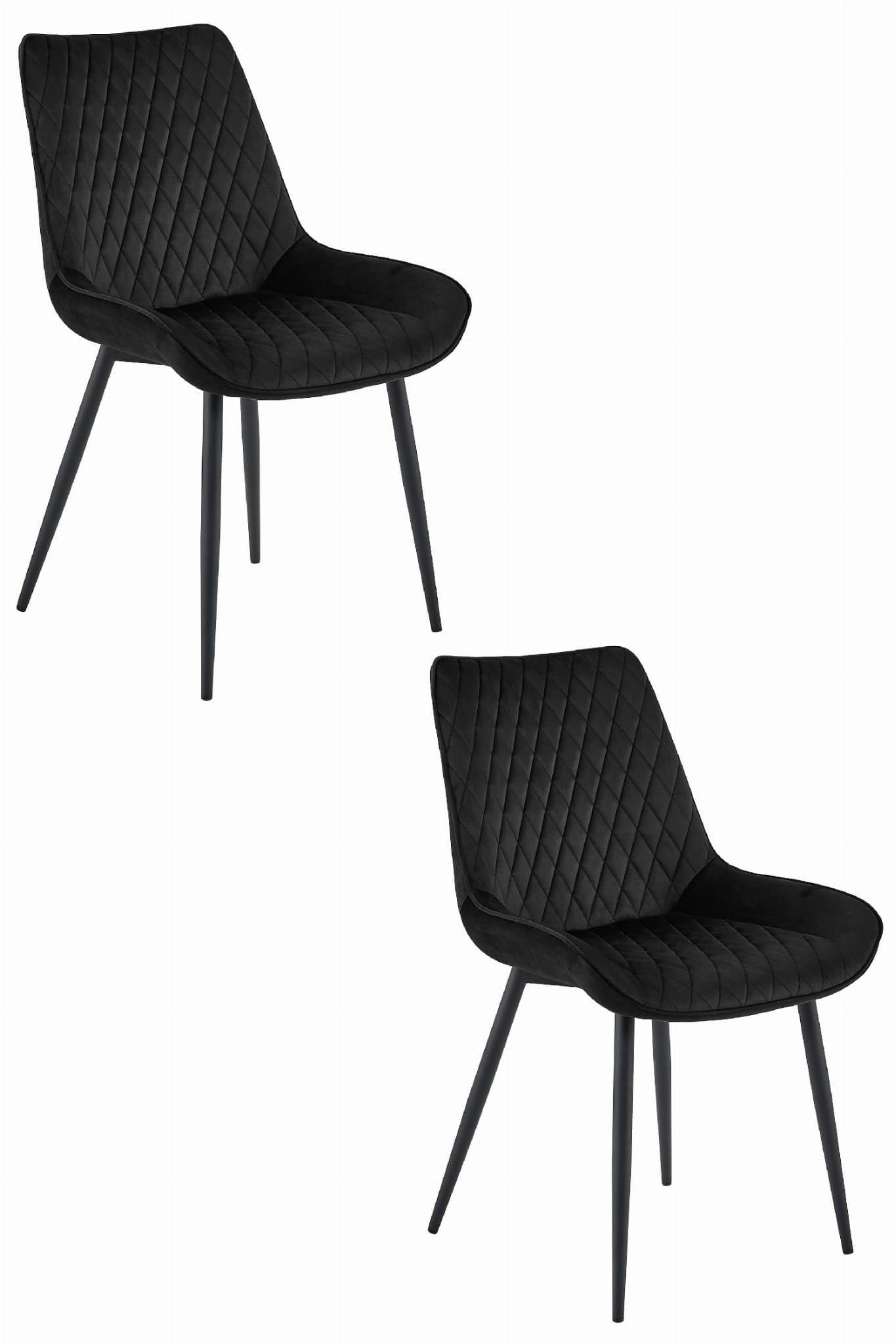 ESSZIMMERSTÜHLE 2er Set Schwarzer Samt, gepolsterte Rückenlehne, Modernes Design - Schwarz, Textil (56/89/43cm) - Best For Home