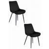 ESSZIMMERSTÜHLE 2er Set Schwarzer Samt, gepolsterte Rückenlehne, Modernes Design - Schwarz, Textil (56/89/43cm) - Best For Home