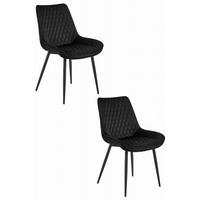 ESSZIMMERSTÜHLE 2er Set Schwarzer Samt, gepolsterte Rückenlehne, Modernes Design - Schwarz, Textil (56/89/43cm) - Best For Home