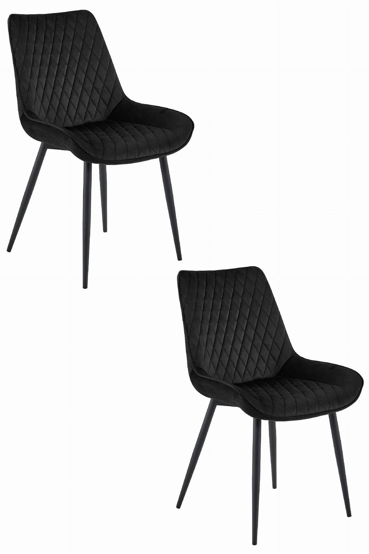 ESSZIMMERSTÜHLE 2er Set Schwarzer Samt, gepolsterte Rückenlehne, Modernes Design - Schwarz, Textil (56/89/43cm) - Best For Home