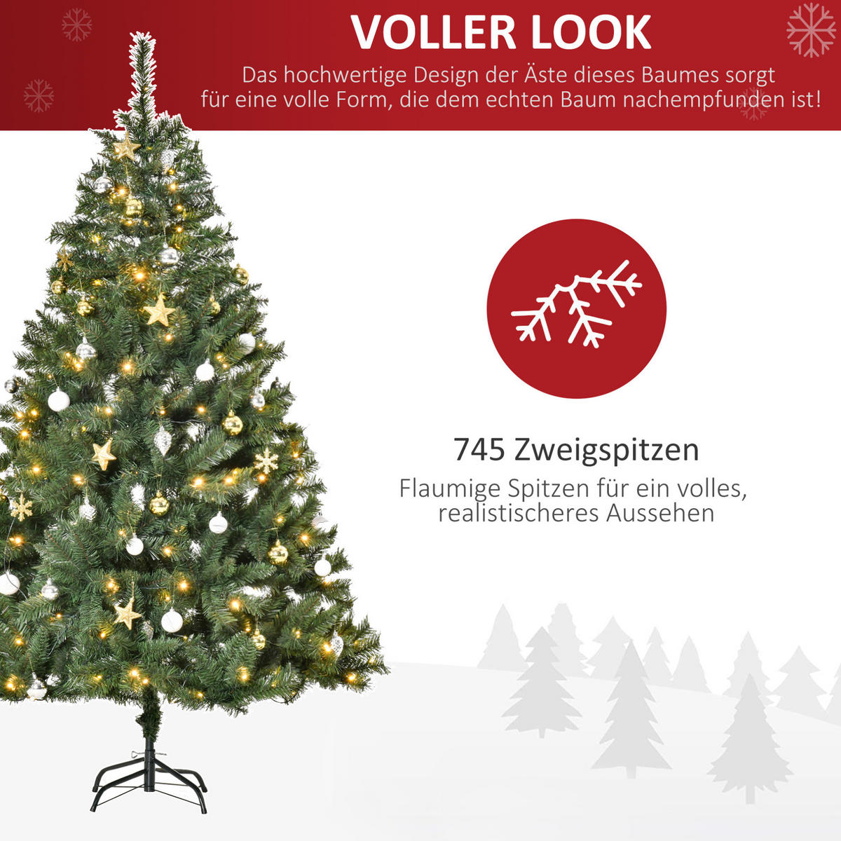 WEIHNACHTSBÄUME 112/112/180 cm gruen aus Metall mit 200 LEDs - Grün, Metall (180cm) - OKWISH