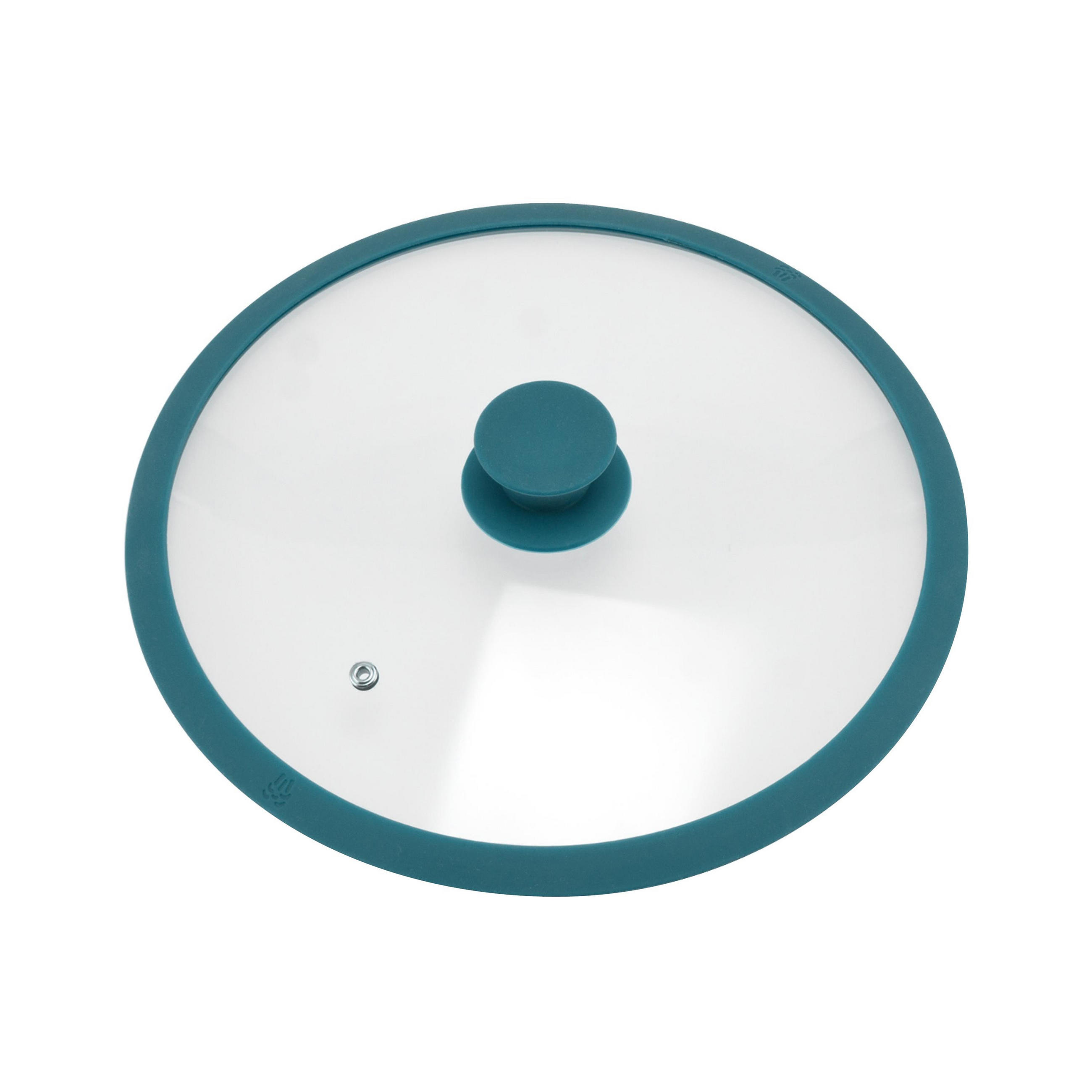 GLASDECKEL mit Silikonrand 28 cm blau - Blau, Glas (28/28/6cm) - bremermann