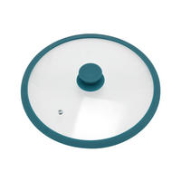GLASDECKEL mit Silikonrand 28 cm blau - Blau, Glas (28/28/6cm) - bremermann