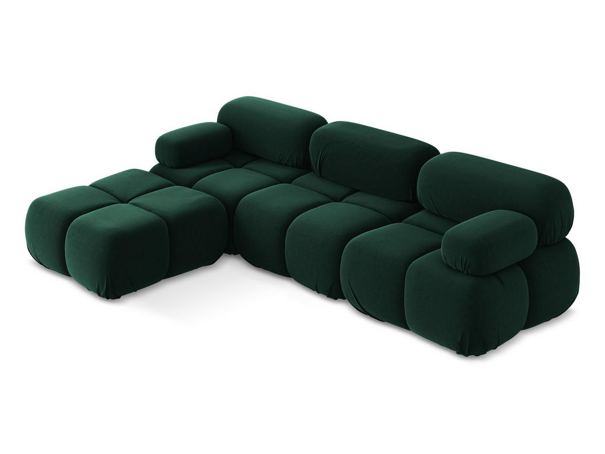ECKSOFA Beidseitig Samt Stoff Grün - Blau/Dunkelgrün, Kunststoff/Textil (285/191cm) - Makamii