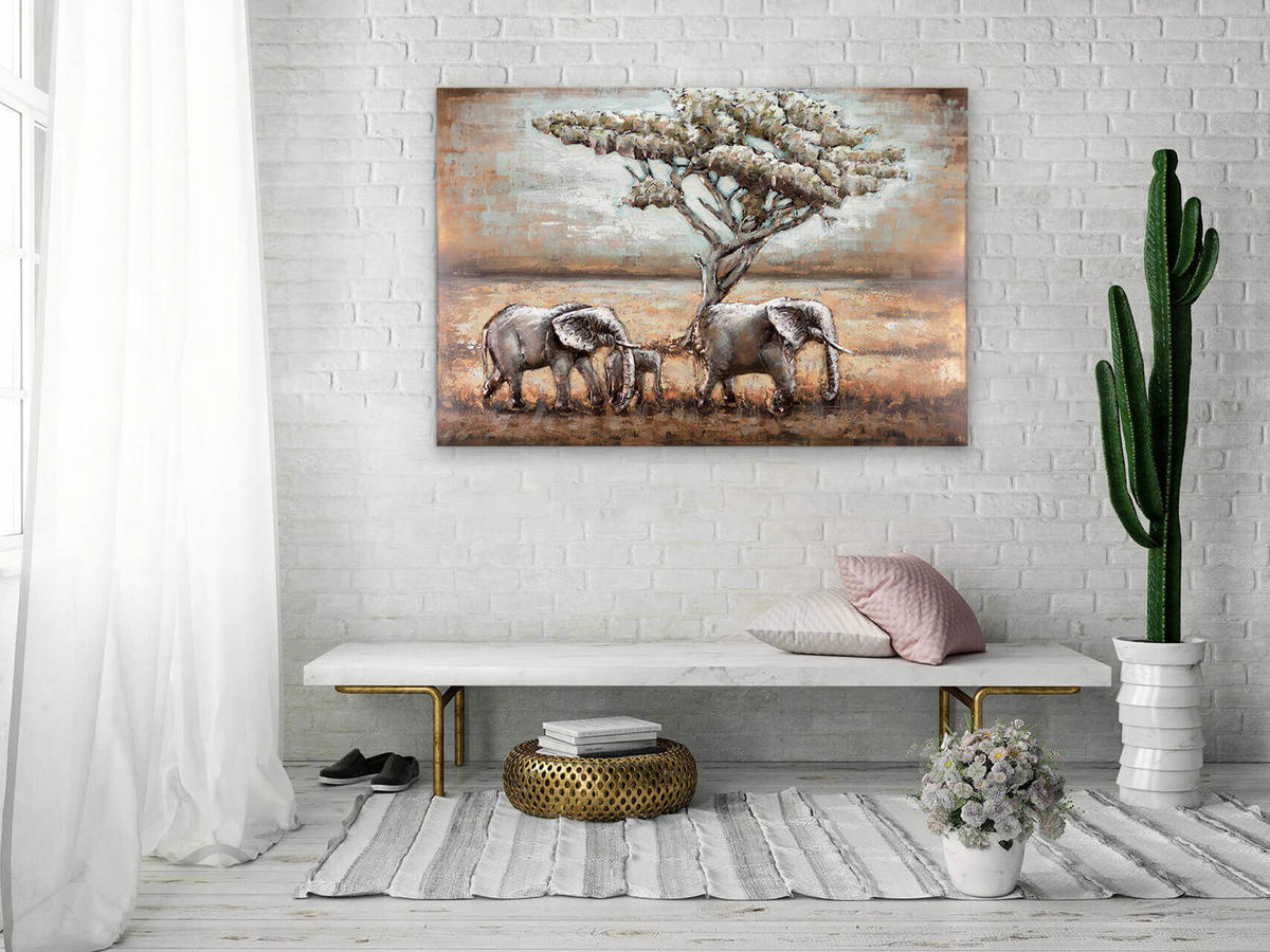 METALLBILD Beige 100/70 cm - Beige/Braun, Metall (6.31/70cm) - KUNSTLOFT