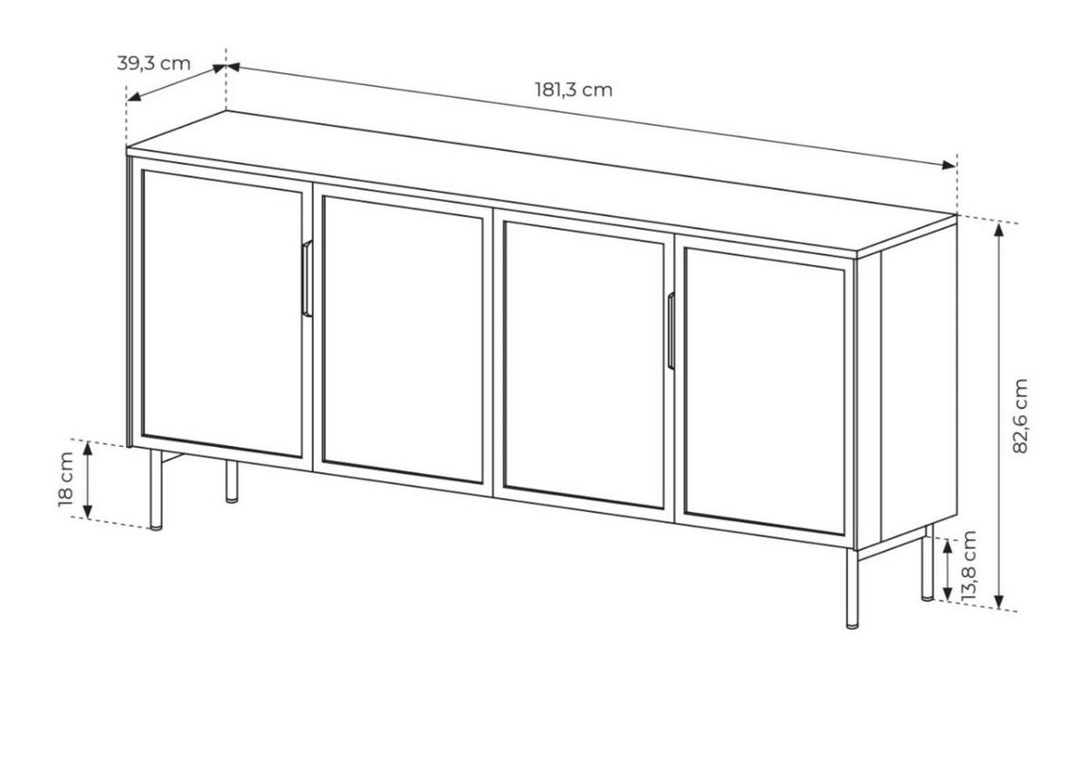 KOMMODE auf hohen Beinen MARBELA Eiche Dunin - Braun, Holzwerkstoff (181.3/82/39cm) - Compleo24