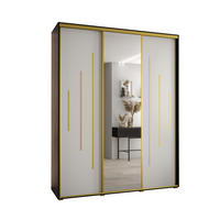 SCHWEBETÜRENSCHRANK 235,2/200/60 3-türig - Goldfarben/Schwarz, Holz/Metall (200/235/60cm) - Abiks Möbel