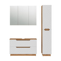 BADMÖBEL-SET Lotta Eiche/Weiß mit Kachelstruktur 3 Teile - Eichefarben/Weiß, Holzwerkstoff (99.4/62.5/32cm) - Vicco