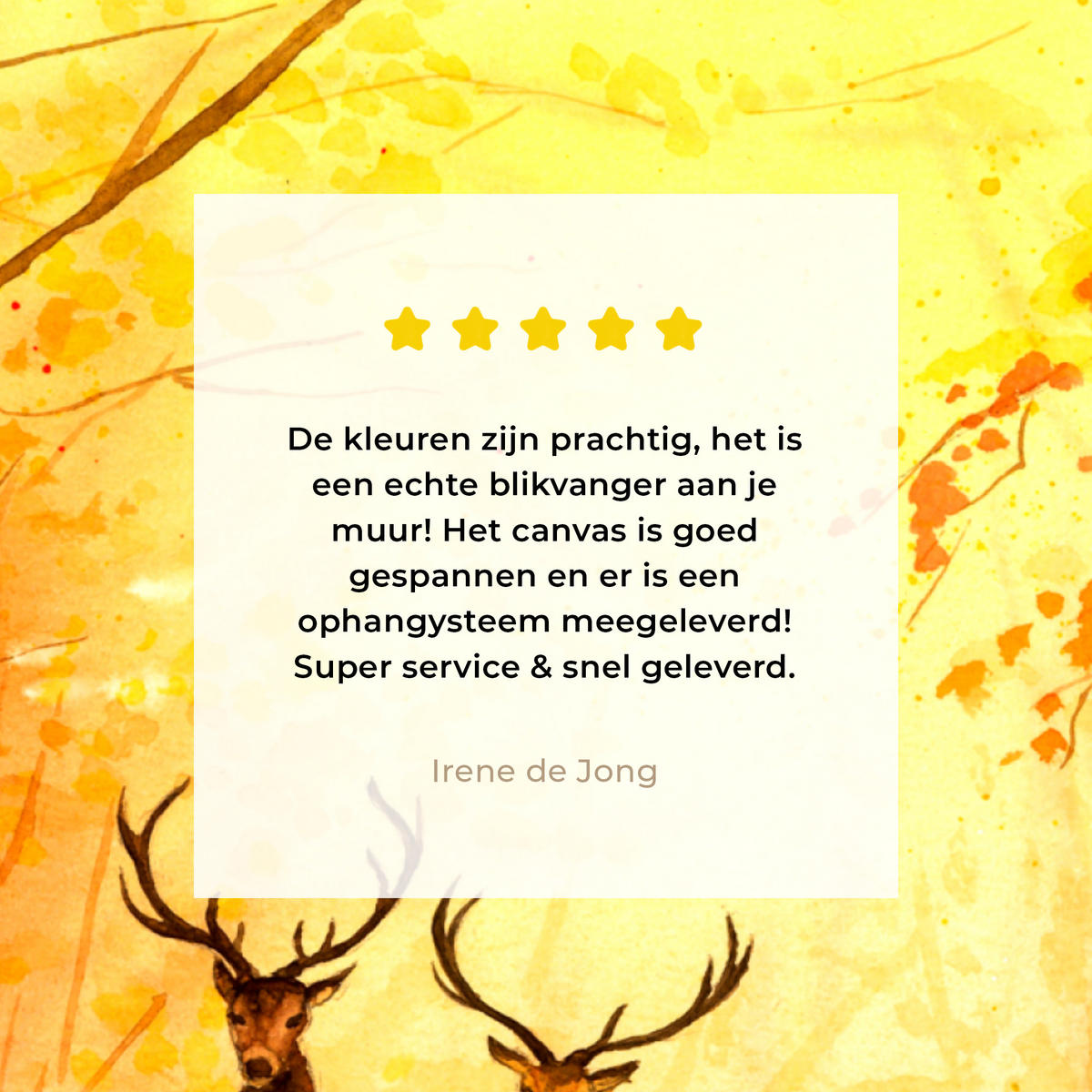 LEINWANDBILD Natur - Ölfarbe - Hirsche - Tiere - Herbst - Orange Deko Groß 90x90 cm - Orange, Textil (90/90cm) - MuchoWow