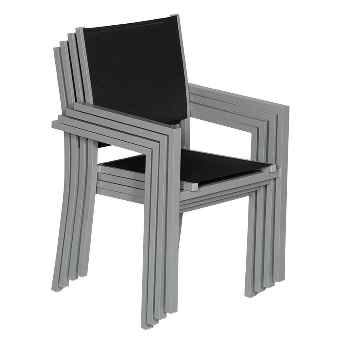 STÜHLE Grau und Schwarz 4er-Set - Schwarz, Kunststoff (57/89.5/56.5cm) - Happy Garden