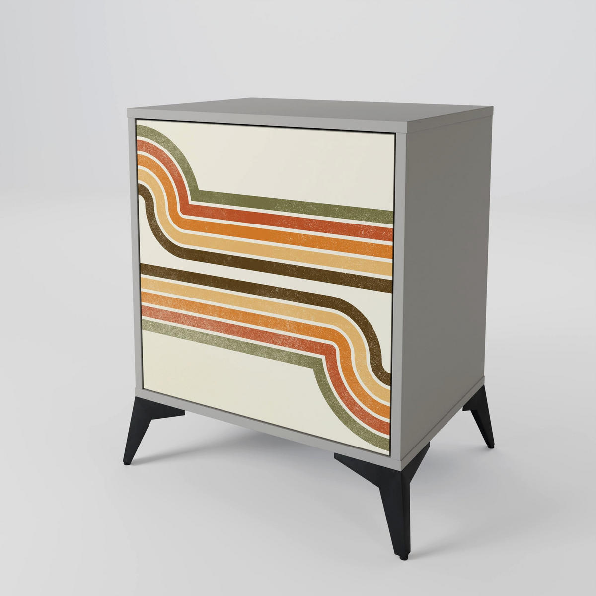 SIDEBOARD EXCEPTIONAL STREAM, Grau, 57,5x42x77,5 cm, Schräge Buchenholzfüße - Buchefarben/Multicolor, Holzwerkstoff/Buchenholz (57.5/77.5/42cm) - SpaceRebels