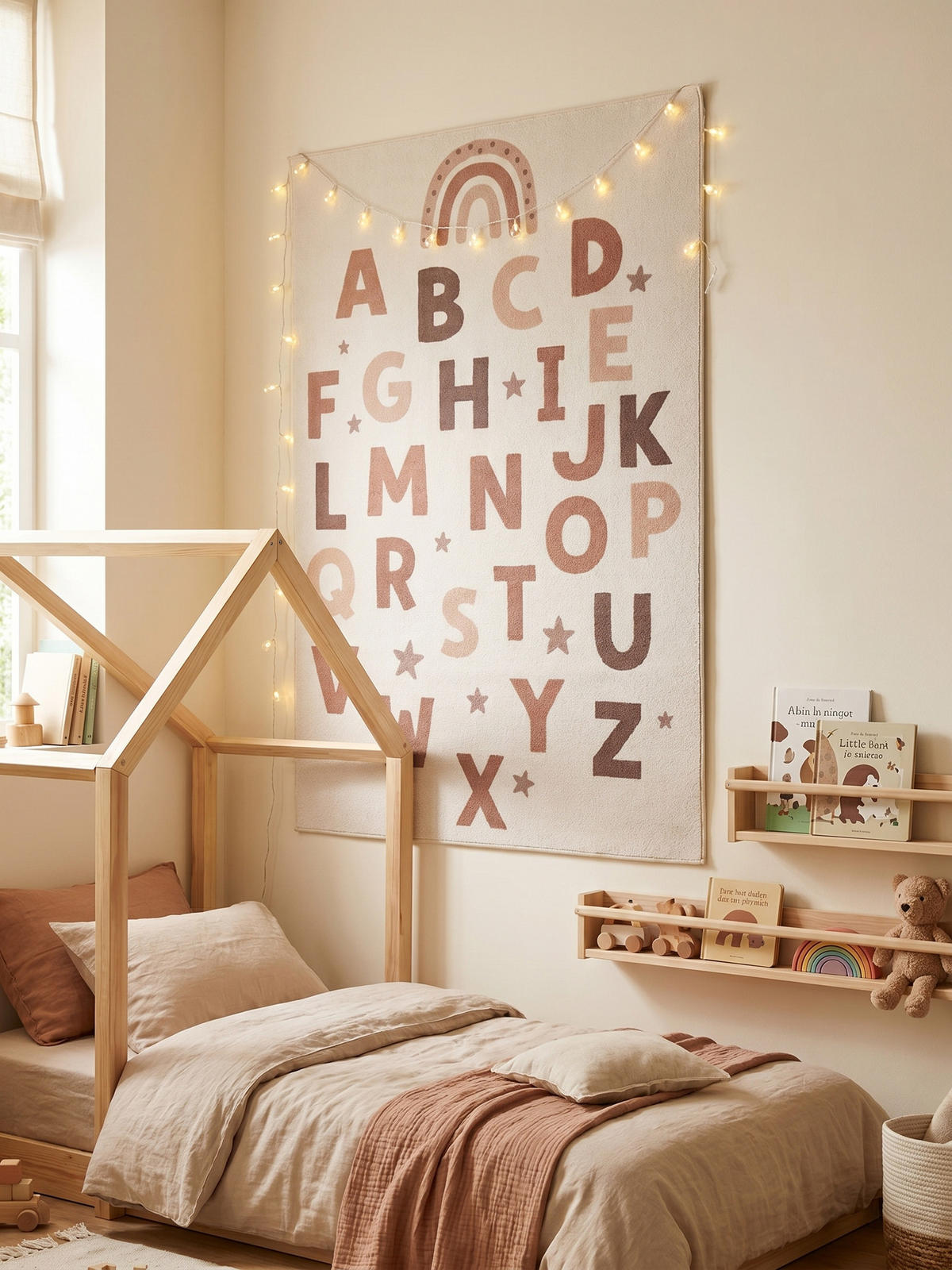 SPIELTEPPICH Waschbar TINO in Creme, mit Alphabet-Motiv, 120 x 170 cm - Beige, Textil (170/120cm) - KADIMA DESIGN