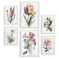 POSTER Set Mit 6 Wilde Blumen Vollfarbige Natur Und Botanikdrucke Mit Blumenmotiven Auf Reinweißen Hintergründen A3 & A4 Weißer Rahmen - Weiß, Papier (29/3cm) - Nacnic