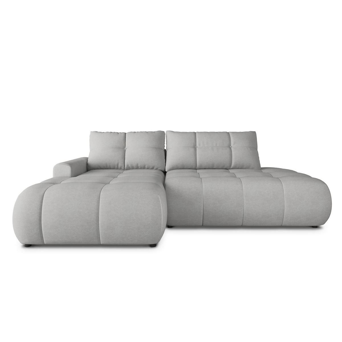 ECKSOFA FLUMA CL L-S Hellgrau Samtstoff mit Schlaffunktion - Hellgrau, Holzwerkstoff/Textil (279/158cm) - MASSENO