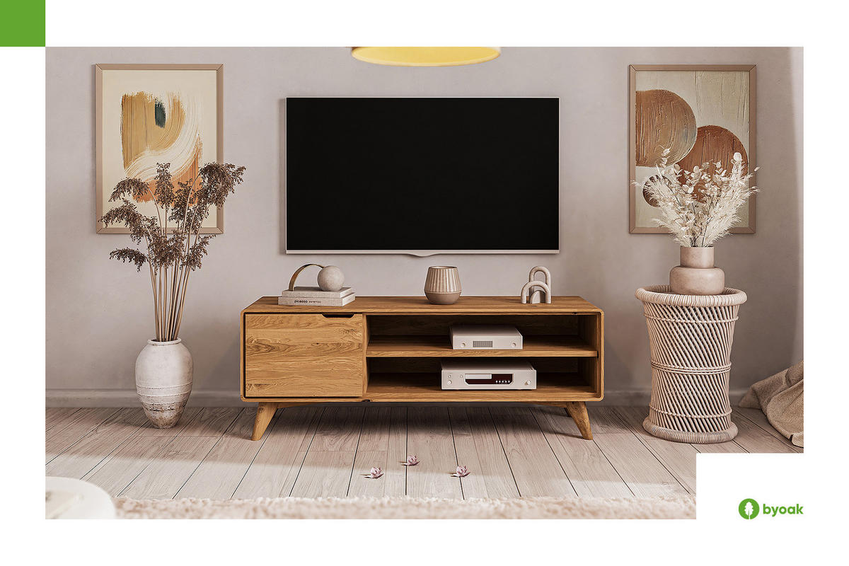 GREG HIFI-SCHRANK Wildeiche - Wildeiche, Holz (134/48/40cm) - byoak