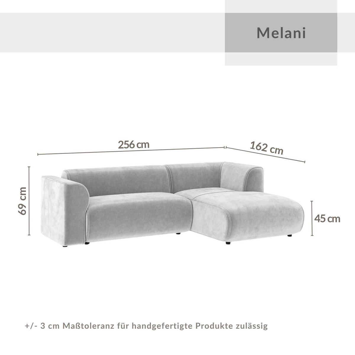 ECKSOFA Melani Lila Samtstoff - Rechts Seite - Flieder/Schwarz, Holz/Holzwerkstoff (162/256cm) - Maison de Reve