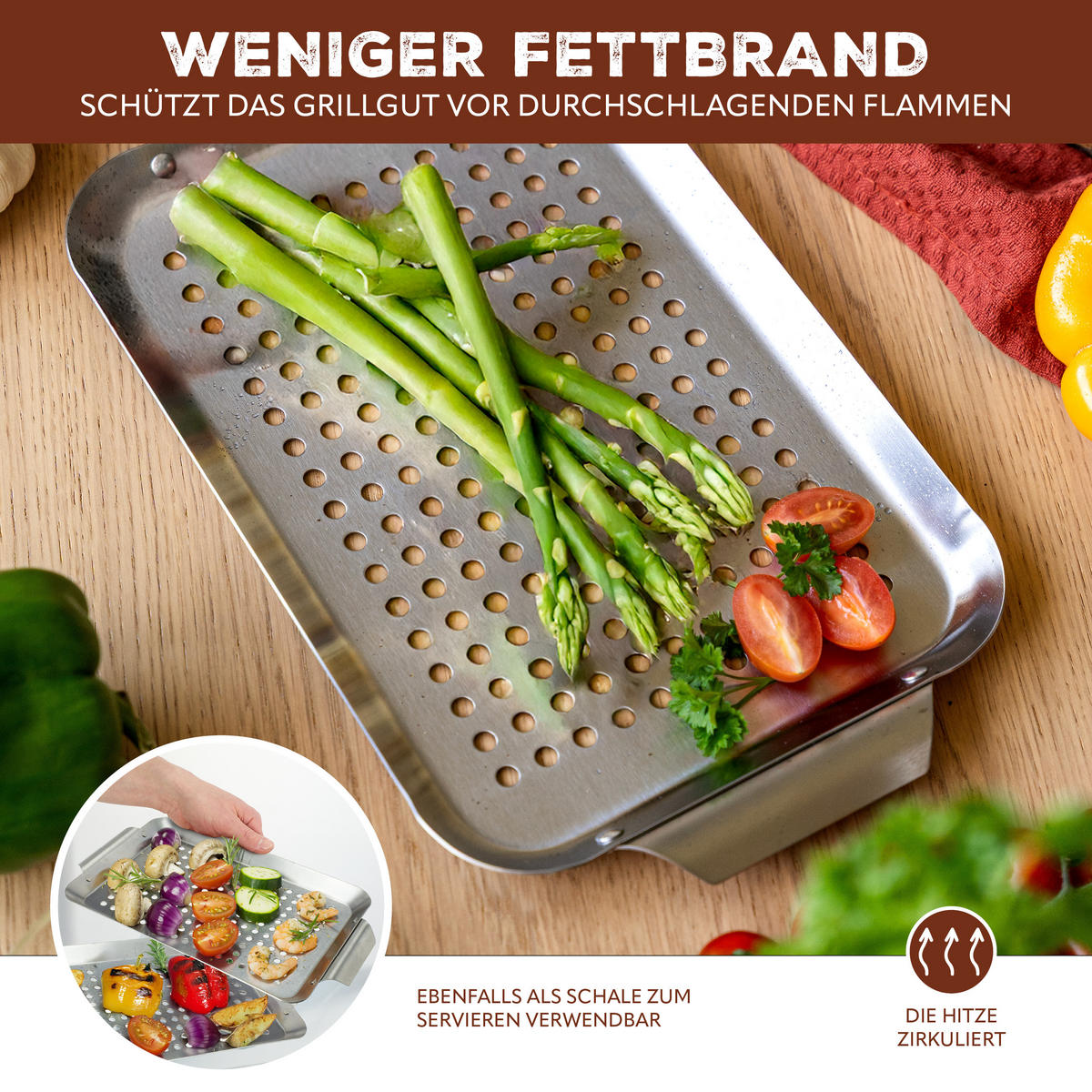 GRILLPLATTE, silber, Metall - Edelstahlfarben, Metall (18.5/1.8/32cm) - bremermann