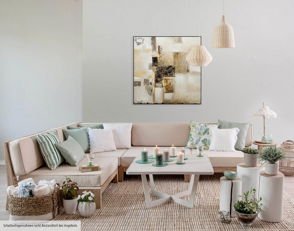 ÖLGEMÄLDE 80/80 cm - Beige/Goldfarben, Holz/Textil (1.68/80cm) - KUNSTLOFT