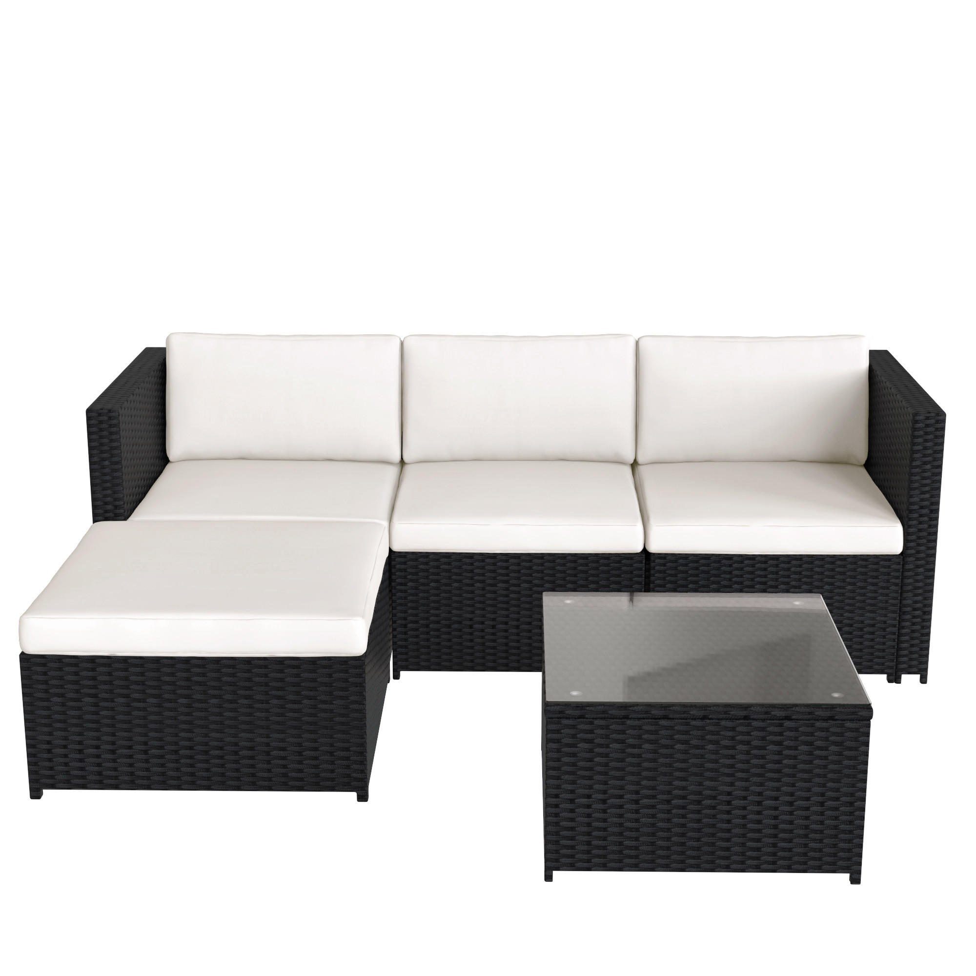 GARTENMÖBELSET Polyrattan Schwarz 3-tlg. - Schwarz, Metall - ComfortXL