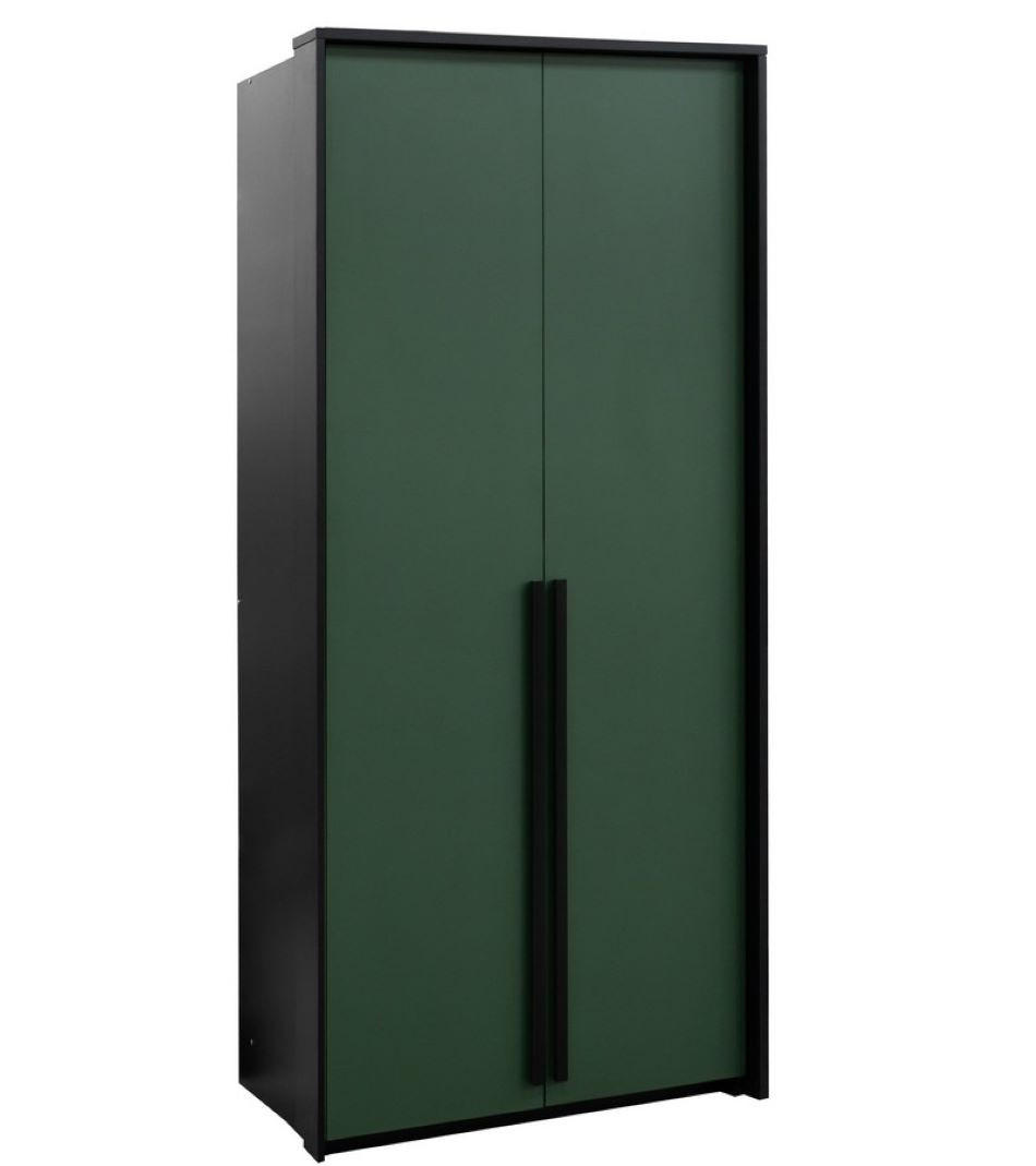 KLEIDERSCHRANK GENUA 105 cm, Grünes Design, 2 Türen, 2 Böden - Grün, Holzwerkstoff (105/217/65cm) - Bettso