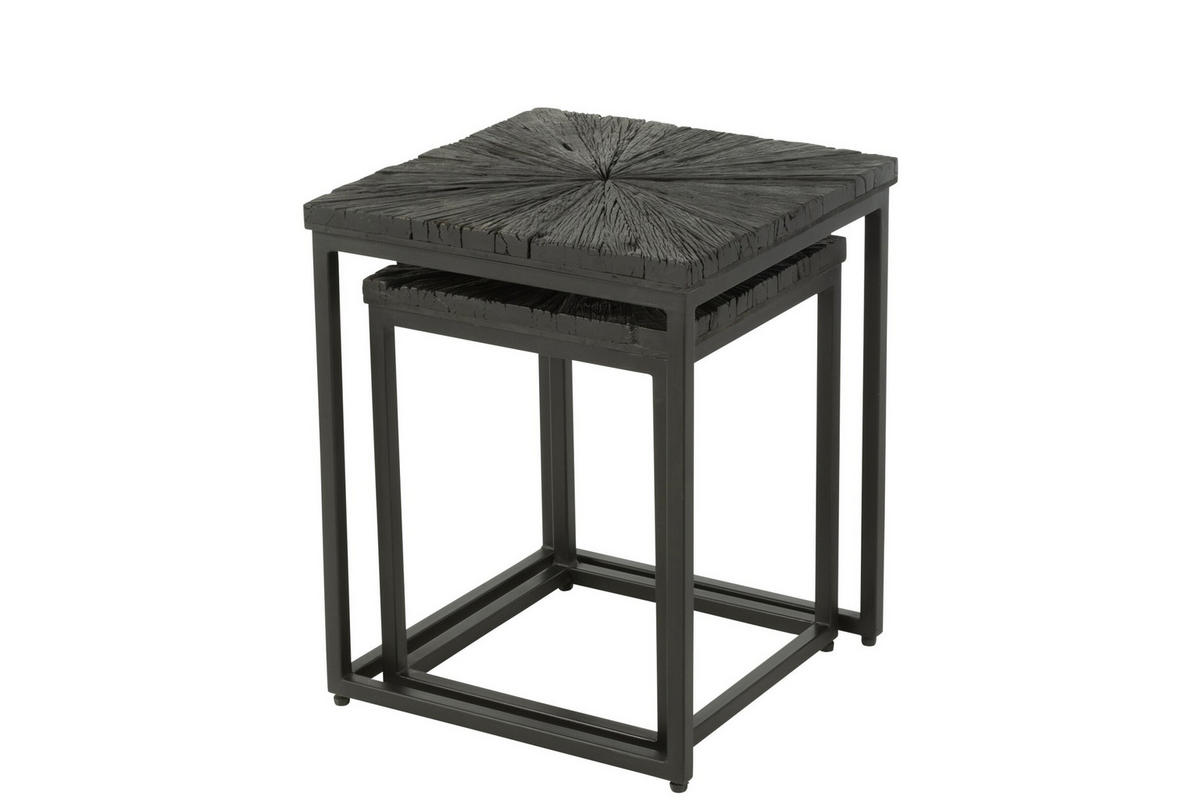TISCH SHANIL - Holz - Schwarz - 2er Set - Schwarz, Holz (43/43/53cm) - J-Line
