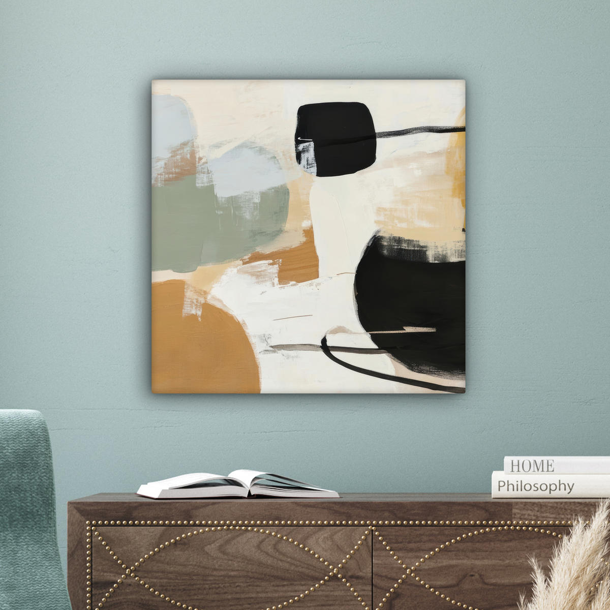 LEINWANDBILD Farbe - Abstrakt - Farben 50x50 cm - Currygelb, Textil (50/50cm) - MuchoWow