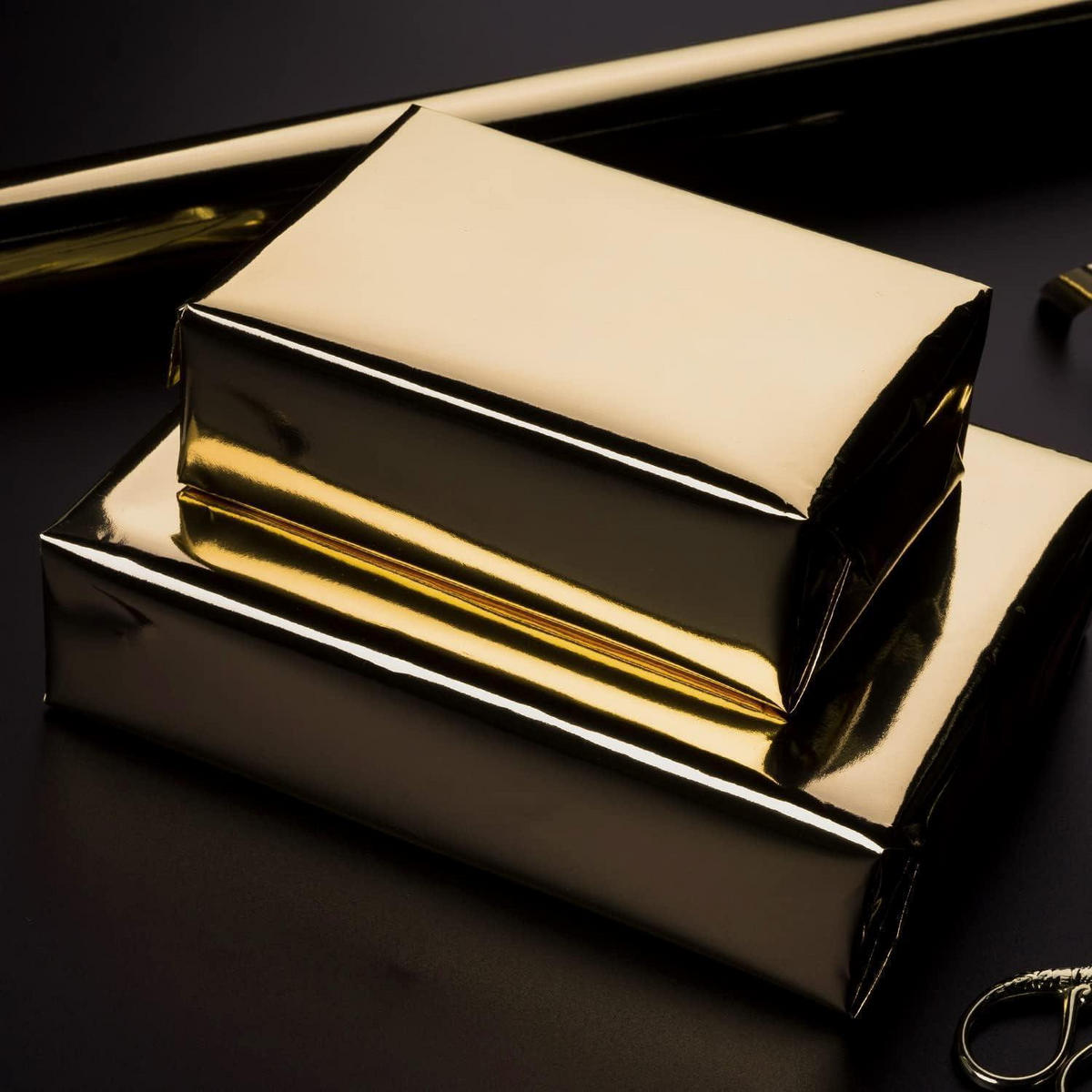 GESCHENKPAPIER Champagner Gold Metallic 44,5 cm x 10 m - Goldfarben, Papier (4/44/4cm)