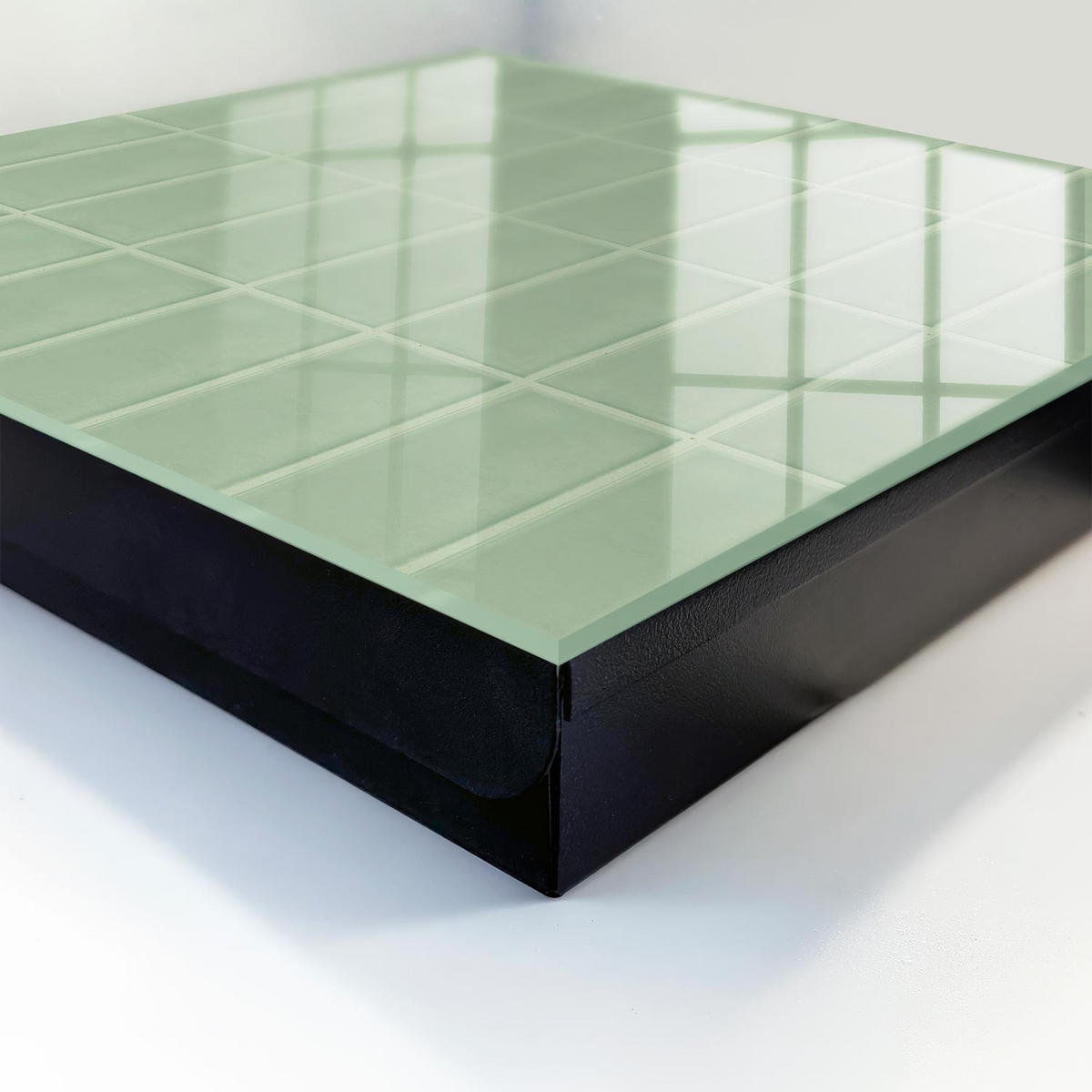 SCHLÜSSELBOX Schwarz 30x30 cm- Türöffnung nach rechts - Grüne Fliesen - Grün, Metall (30/30/5cm) - TULUP