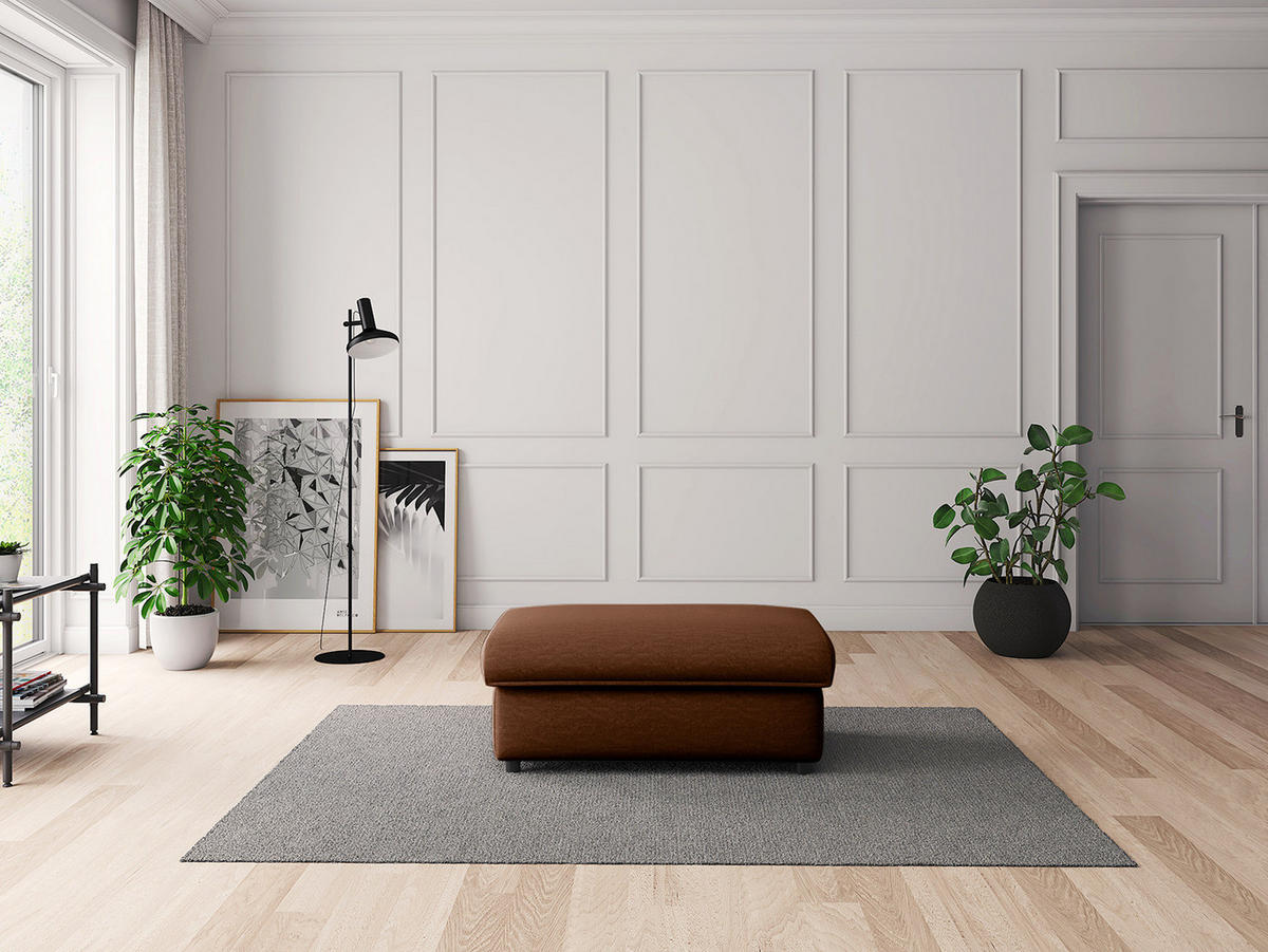 POLSTERHOCKER - Schwarz/Braun, Kunststoff/Textil (100/44/60cm) - home24