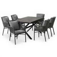 GARTENMÖBEL SET AFUERA 7ER SET GRAU/SCHWARZ - Schwarz/Grau, Metall - IDIMEX