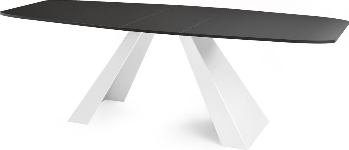 ESSTISCH Monte Weiß rechteckig ausziehbar, Schwarz 180-220/90/76 cm - Schwarz/Weiß, Holzwerkstoff/Metall (180/90/76cm) - WFL GROUP