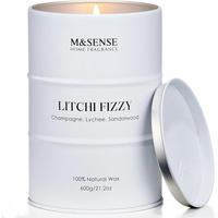 DUFTKERZE Litchi Fizzy 600g Sojawachs 130 Stunden Brenndauer - Weiß, Paraffin (15cm)